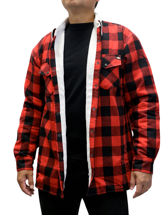 Men's Lined Flannel Long Sleeve Woven Shirt - BLACK/ENGLISH RED (BKER)