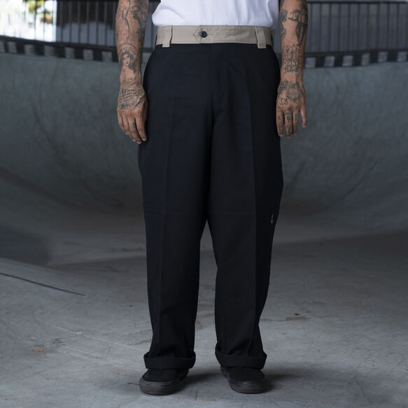 Pantalon &agrave; genoux renforc&eacute;s et jambe droite de coupe ample Ronnie&nbsp;Sandoval - Black/Desert Sand Color Block &#40;BDC&#41;