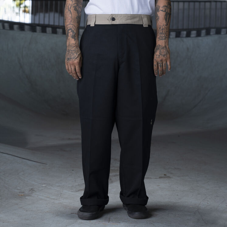 Pantalon &agrave; genoux renforc&eacute;s et jambe droite de coupe ample Ronnie&nbsp;Sandoval - Black/Desert Sand Color Block &#40;BDC&#41;