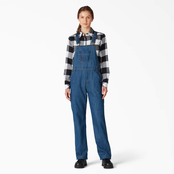 Women's Relaxed Fit Bib Overalls - Stonewashed Medium Blue (MSB) image number 1