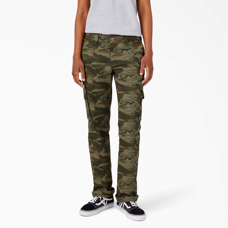 Women's Relaxed Fit Cargo Pants - Light Sage Camo (LSC) image number 1
