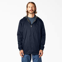 Fleece Lined Nylon Hooded Jacket - Dark Navy (DN)