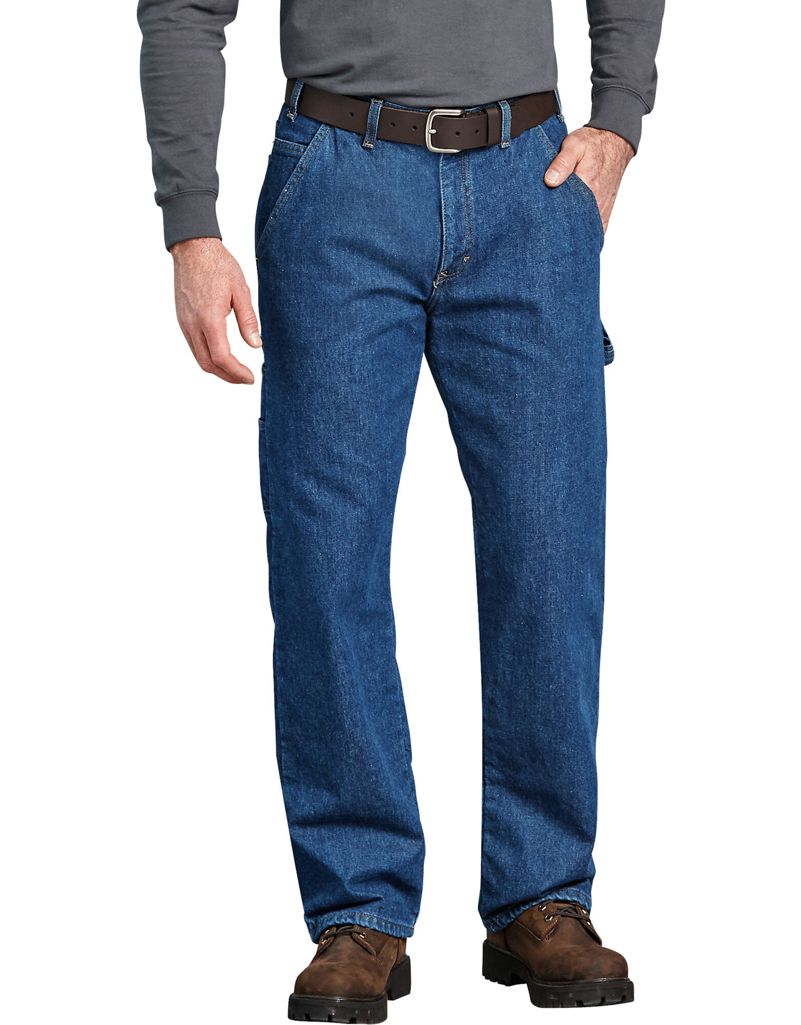 Relaxed Fit Straight Leg Flannel Lined Carpenter Denim Jeans