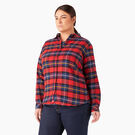 Chemise en flanelle &agrave; motif tartan &agrave; manches longues pour femmes taille plus - English Red Tartan &#40;A1D&#41;