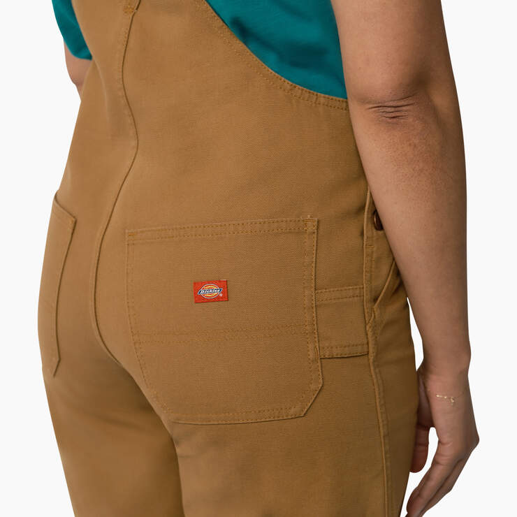 Women's Relaxed Fit Bib Shortalls, 7" - Rinsed Brown Duck (RBD) image number 5