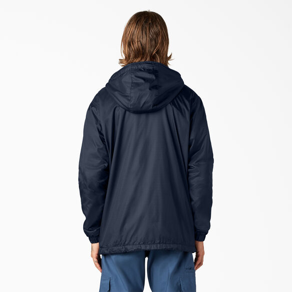 Fleece Lined Nylon Hooded Jacket - Dark Navy &#40;DN&#41;