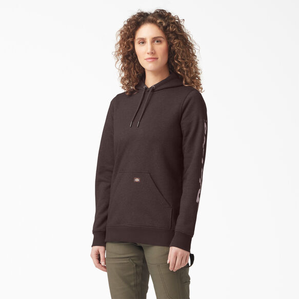 Women&#39;s Water Repellent Sleeve Logo Hoodie - Chocolate Brown Heather &#40;CBH&#41;