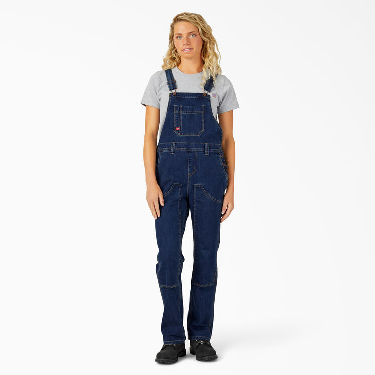 Women&rsquo;s Denim Double Front Bib Overalls - Stonewashed Dark Blue &#40;DSW&#41;