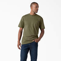 Heavyweight Heathered Short Sleeve Pocket T-Shirt - Military Green Heather (MLD)