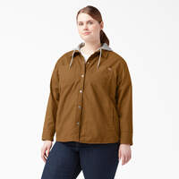 Women’s Plus Duck Hooded Shirt Jacket - Brown Duck (BD)