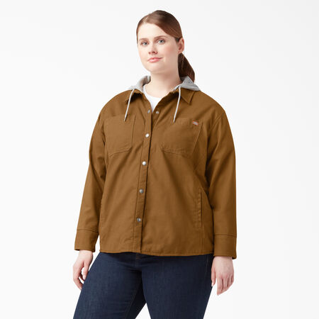 Veste-chemise &agrave; capuchon en coutil taille plus pour femmes - Brown Duck &#40;BD&#41;