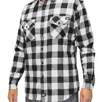 Men's Flannel Long Sleeve Woven Plaid Shirt - Black/White (BKWH)