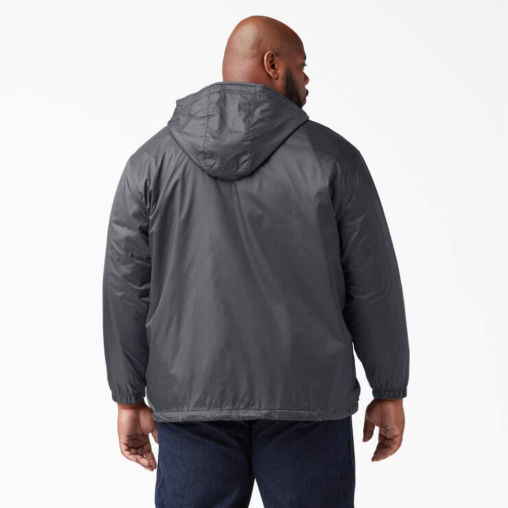Fleece Lined Nylon Hooded Jacket - Charcoal Gray (CH) image number 4