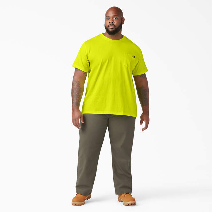 Heavyweight Neon Short Sleeve Pocket T-Shirt - Bright Yellow (BWD) image number 8