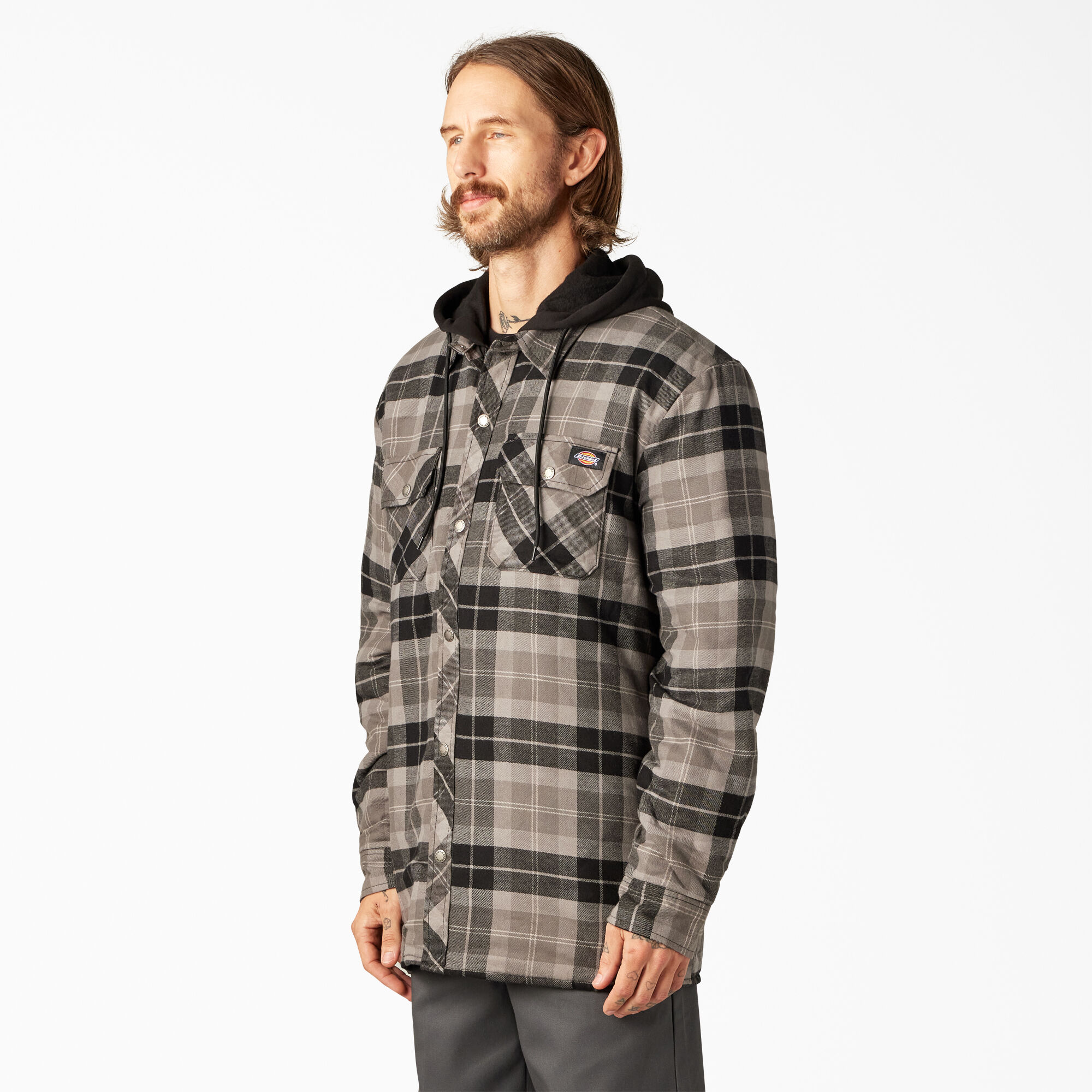Dickies men's flannel hotsell hooded shirt jacket