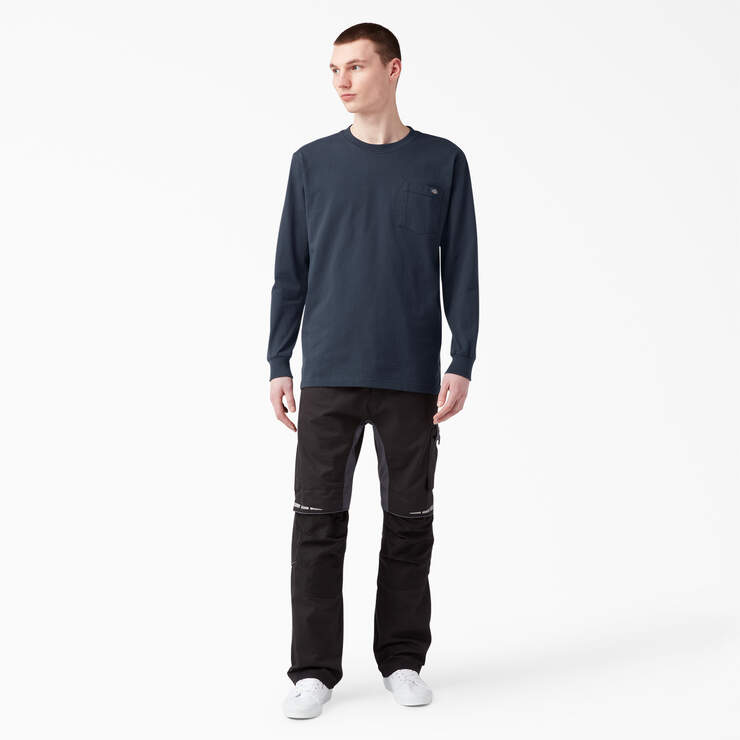 Heavyweight Long Sleeve Pocket T-Shirt - Dark Navy (DN) image number 9