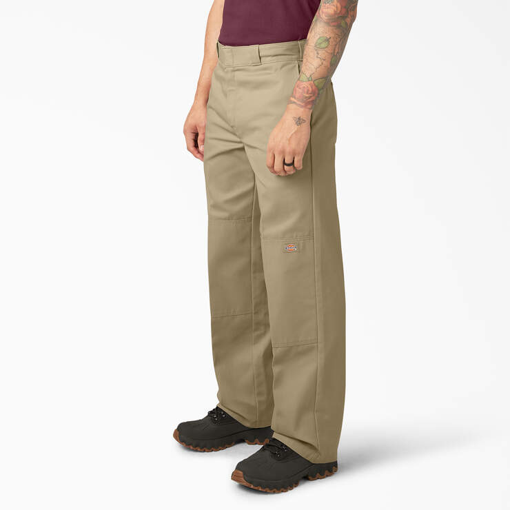 Loose Fit Double Knee Work Pants - Khaki (KH) image number 3