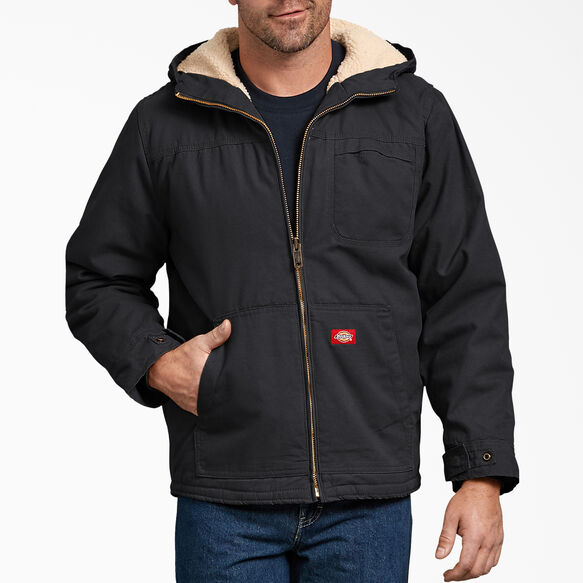 Duck High Pile Fleece Lined Hooded Jacket - Rinsed Black &#40;RBK&#41;