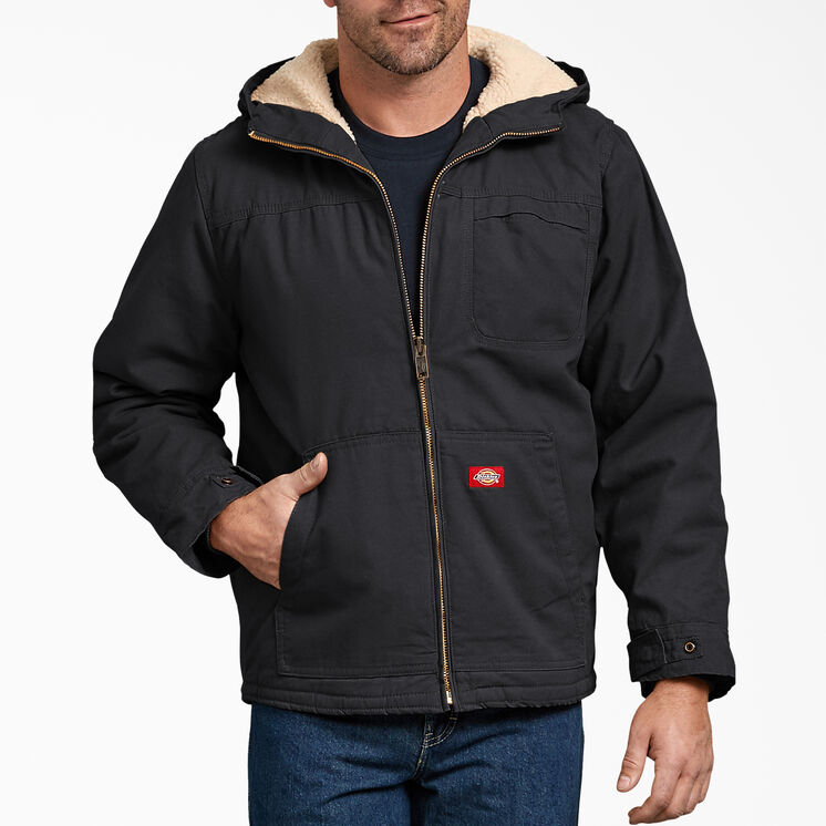 Duck High Pile Fleece Lined Hooded Jacket - Rinsed Black &#40;RBK&#41;