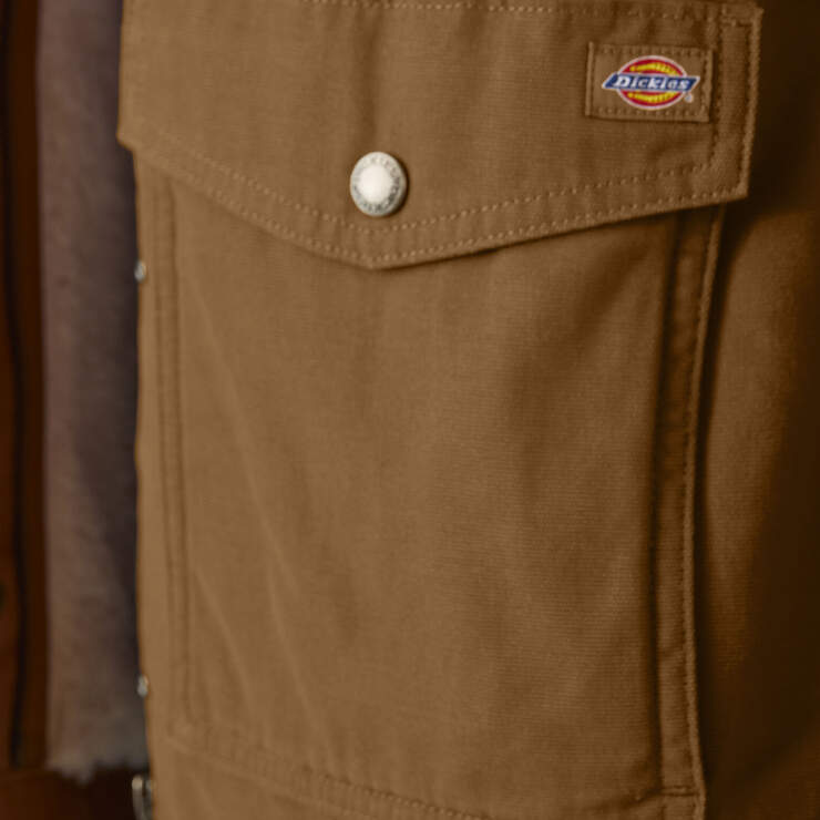 Manteau travailleur en coutil doublé en molleton long - Rinsed Brown Duck (RBD) numéro de l’image 4
