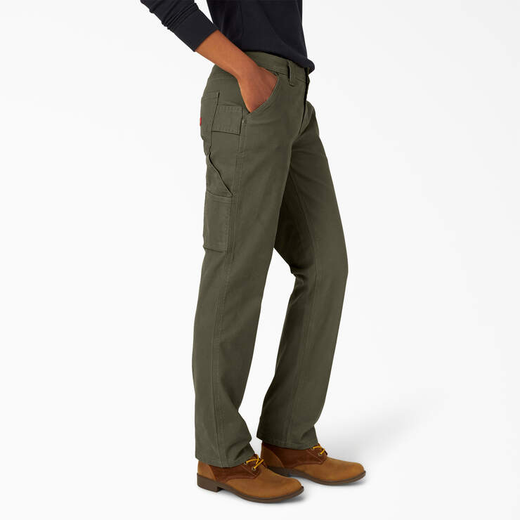 Pantalon menuisier en coutil de coupe droite et décontractée FLEX pour femmes - Rinsed Moss Green (RMS) numéro de l’image 4
