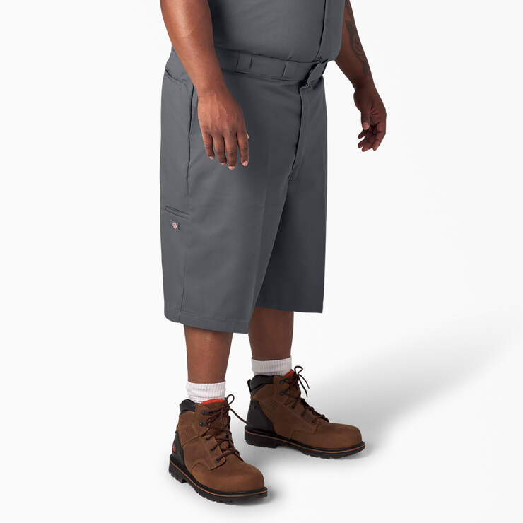 Loose Fit Flat Front Work Shorts, 13" - Charcoal Gray (CH) image number 7