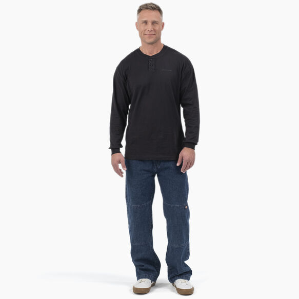 Long Sleeve Henley T-Shirt - Black &#40;KBK&#41;