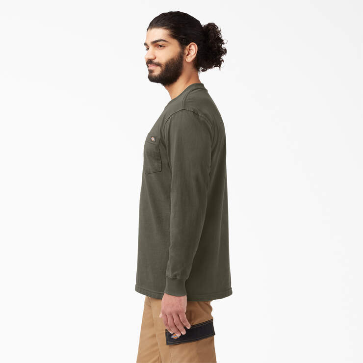 Heavyweight Long Sleeve Pocket T-Shirt - Moss Green (MS) image number 3