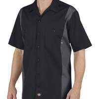 Industrial Colour Block Short Sleeve Shirt - Black/Charcoal Graye (BKCH)