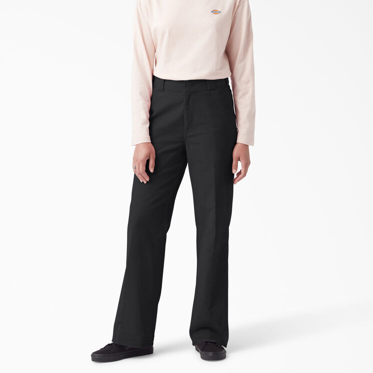 Pantalon en velours c&ocirc;tel&eacute; de coupe standard &agrave; jambe ample Halleyville pour femmes - Black &#40;BKX&#41;