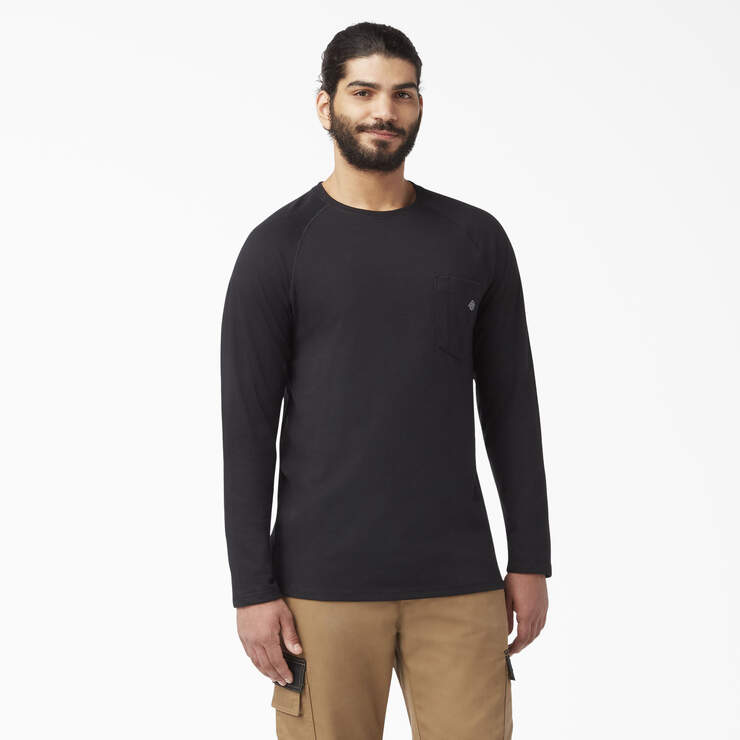 Cooling Long Sleeve Pocket T-Shirt - Black (BK) image number 1