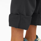 Pantalon a&eacute;r&eacute; &agrave; revers, de coupe droite et d&eacute;contract&eacute;e pour femmes - Black &#40;BK&#41;