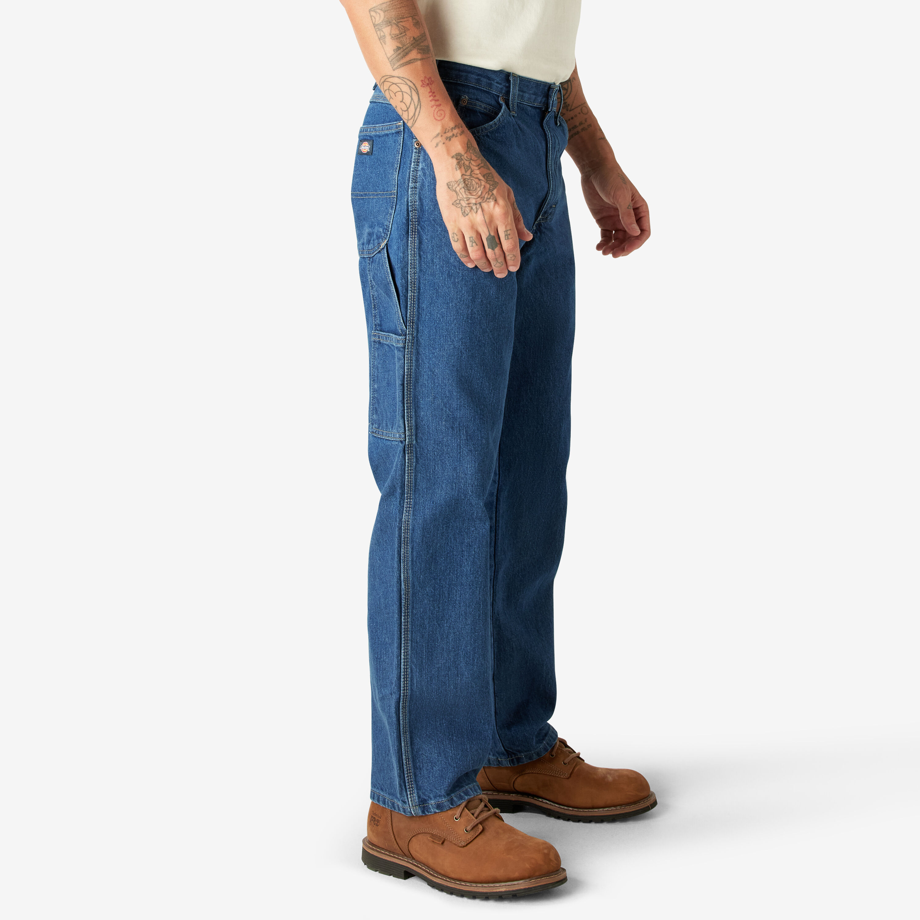 Genuine dickies men's relaxed fit straight leg dungaree jeans sales