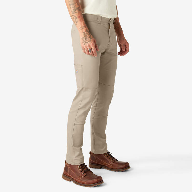 Skinny Fit Double Knee Work Pants - Desert Sand (DS) image number 4