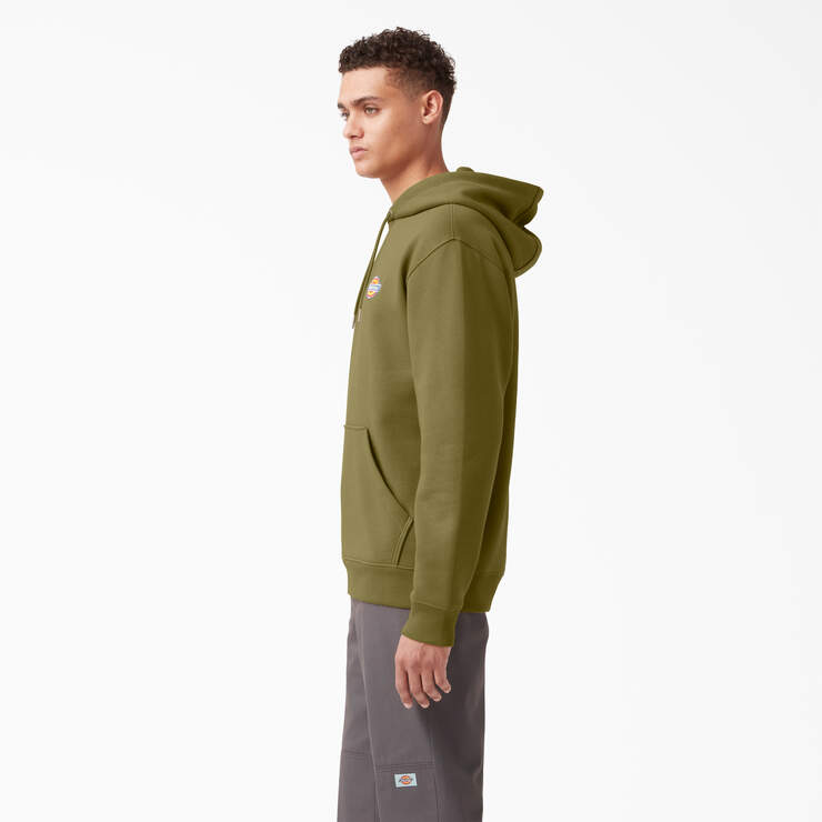 Fleece Embroidered Chest Logo Hoodie - Green Moss (G2M) image number 3