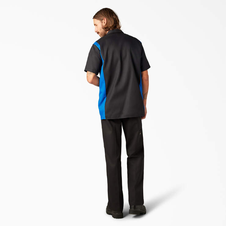Two-Tone Short Sleeve Work Shirt - Black/Royal Blue (BKRB) image number 6