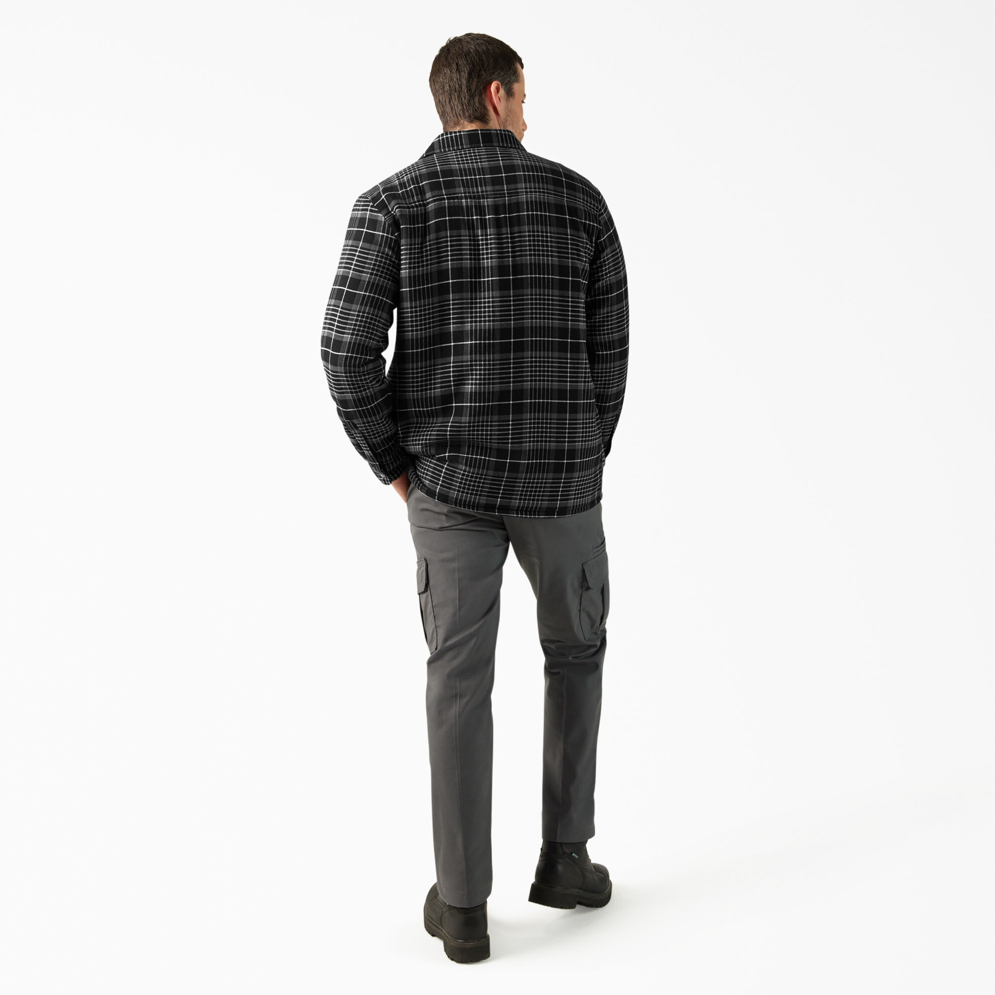 Water Repellent Fleece-Lined Flannel Shirt Jacket