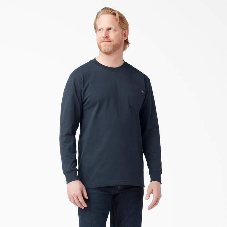 T-shirt épais à manches longues et à poche - Dark Navy (DN) numéro de l’image 1