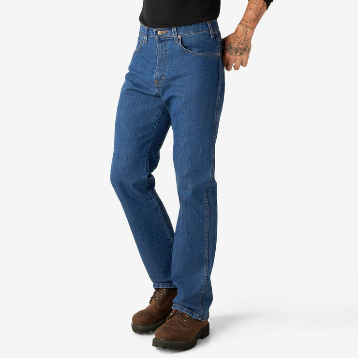 FLEX Active Waist Regular Fit Jeans - Stonewashed Indigo Blue (SNB) image number 3