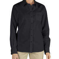 Women's Long Sleeve Stretch Poplin Shirt - Black (BK)
