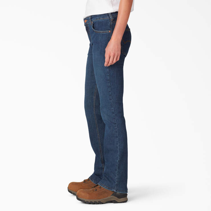 Jeans en denim à jambe semi-évasée Forme parfaite pour femmes - Stonewashed Indigo Blue (SNB) numéro de l’image 3