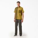 Twill Button Up Short Sleeve Work Shirt - Rinsed Military/Moss Green &#40;R2G&#41;