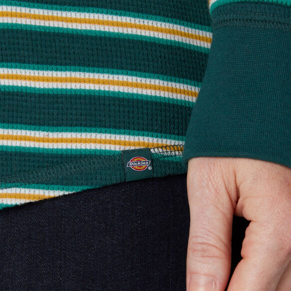 Women&#39;s Plus Thermal Long Sleeve Shirt - Forest Green Stripe &#40;FS2&#41;