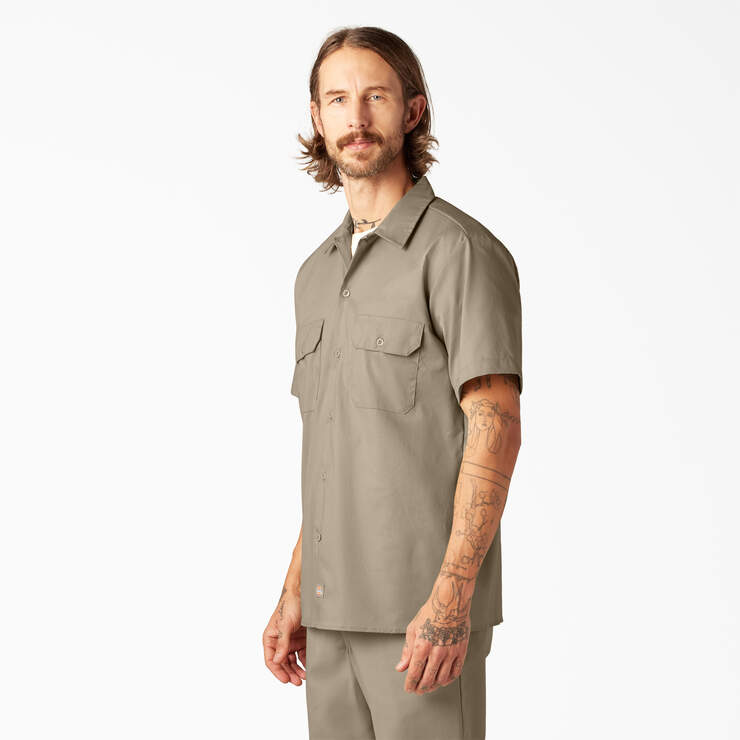 FLEX Slim Fit Short Sleeve Work Shirt - Desert Sand (DS) image number 3