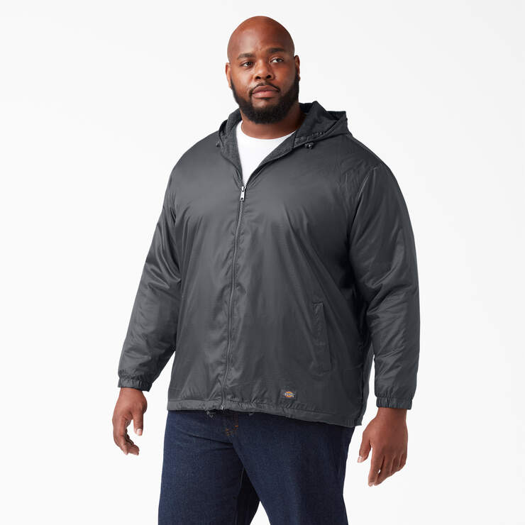 Fleece Lined Nylon Hooded Jacket - Charcoal Gray (CH) image number 3