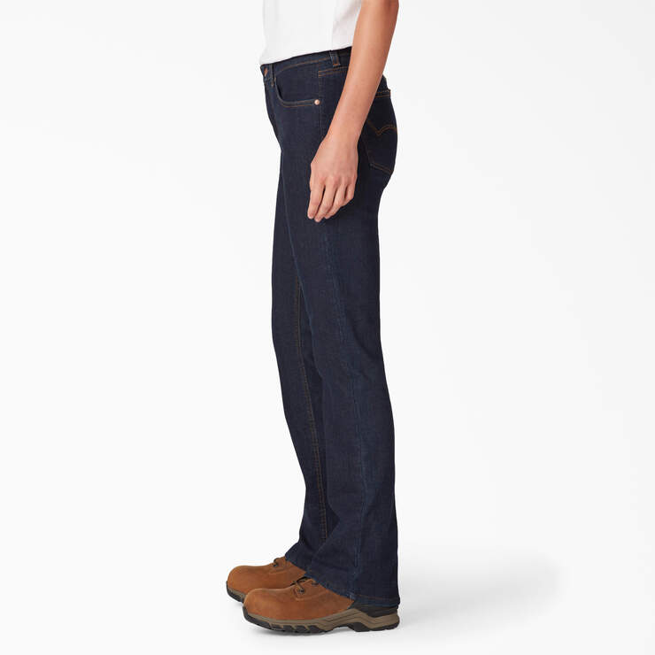 Jeans en denim à jambe semi-évasée Forme parfaite pour femmes - Rinsed Indigo Blue (RNB) numéro de l’image 3