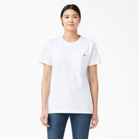 T-shirt épais à manches courtes et à poche pour femmes - White (WH)