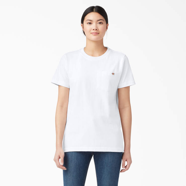 T-shirt épais à manches courtes et à poche pour femmes - White (WH) numéro de l’image 1