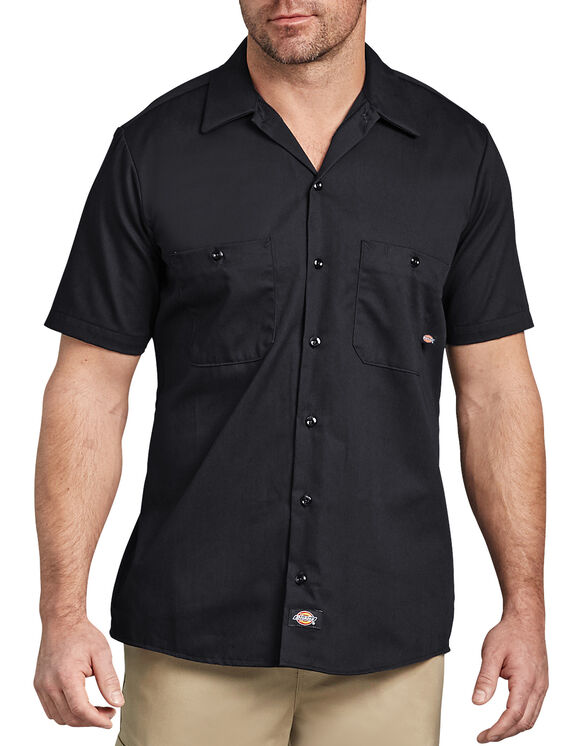 Short Sleeve Industrial Cotton Work Shirt Black | Mens Shirts | Dickies