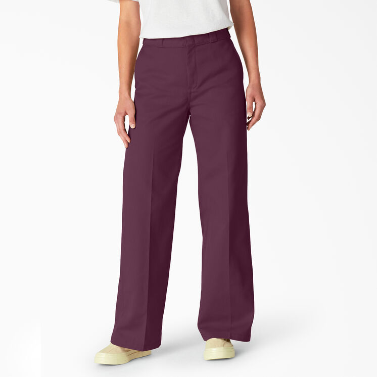 Women&#39;s Regular Fit Wide Leg Work Pants - Grape Wine &#40;GW9&#41;